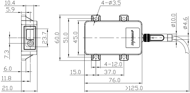 L1s灌胶-40激光测距传感器直头尺寸图